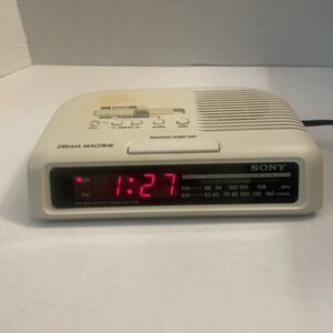 Sony Dream Machine Am/FM Digital Alarm Clock Radio ICF-C25 White Turn On Vintage